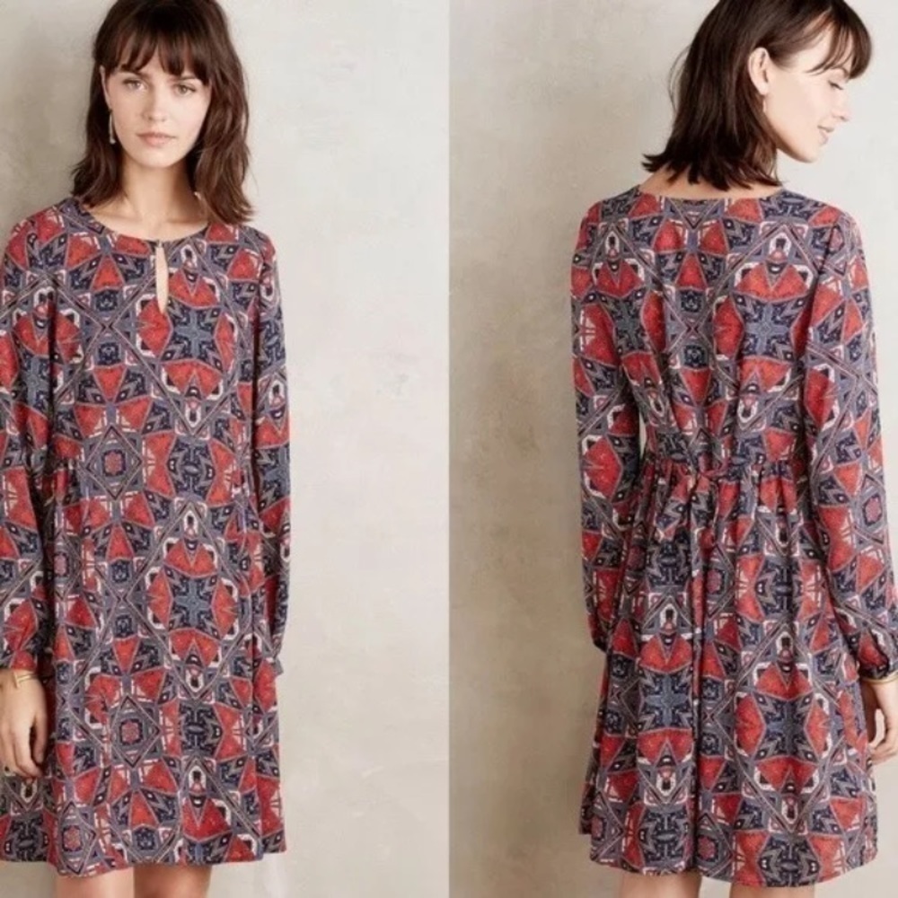 Paper Crown Anthropologie Efflorescence Red Dress